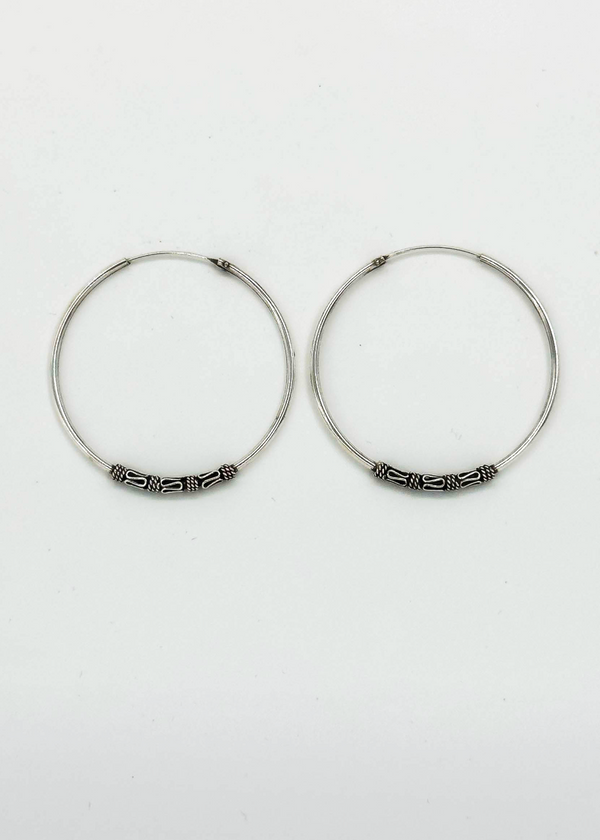 Smashed Lemon 60027 Middelgrote En Bohemian Hoepel Oorbellen | Silver