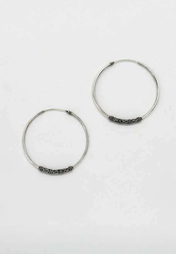 Smashed Lemon 60027 Middelgrote En Bohemian Hoepel Oorbellen | Silver