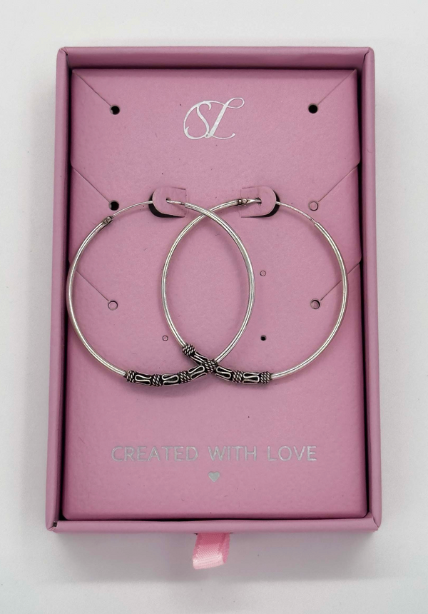 Smashed Lemon 60027 Middelgrote En Bohemian Hoepel Oorbellen | Silver