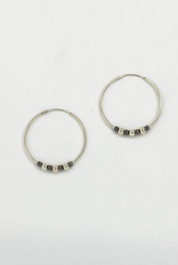 Smashed Lemon 60028 Middelgrote En Bohemian Hoepel Oorbellen | Silver