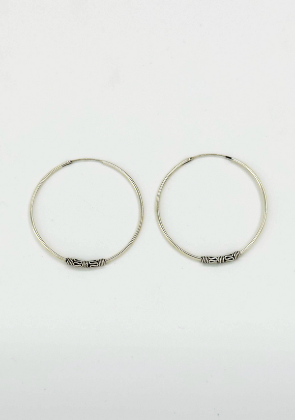 Smashed Lemon 60038 Middelgrote En Bohemian Hoepel Oorbellen | Silver