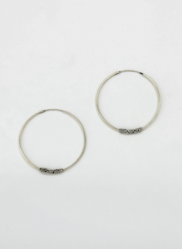 Smashed Lemon 60038 Middelgrote En Bohemian Hoepel Oorbellen | Silver