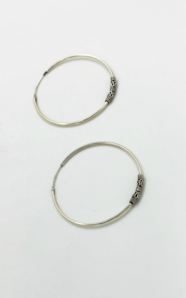 Smashed Lemon 60038 Middelgrote En Bohemian Hoepel Oorbellen | Silver