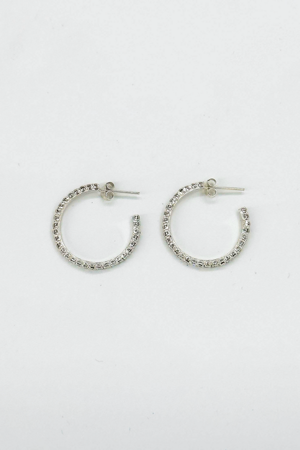 Smashed Lemon 60039 En Kleine Open Hoepel Oorbellen Met Te Zirkoon | Silver-White