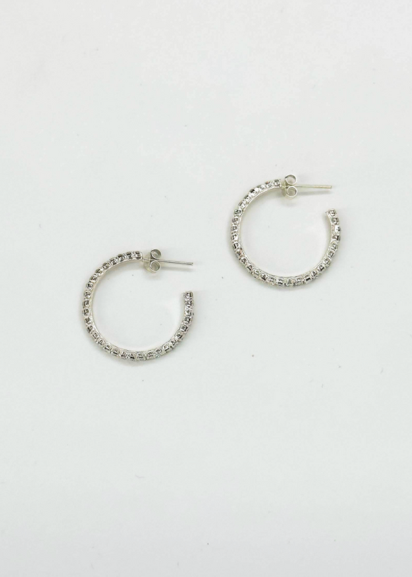 Smashed Lemon 60039 En Kleine Open Hoepel Oorbellen Met Te Zirkoon | Silver-White