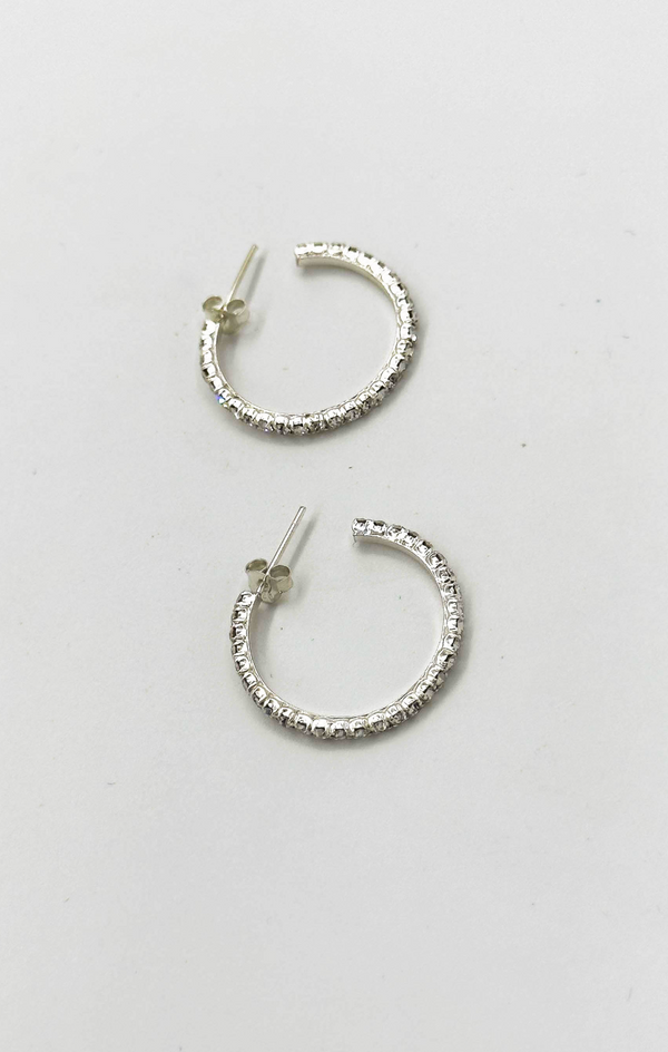 Smashed Lemon 60039 En Kleine Open Hoepel Oorbellen Met Te Zirkoon | Silver-White