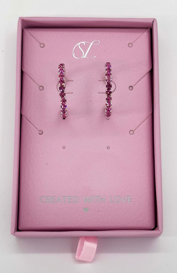 smashed lemon 60039 En Kleine Open Hoepel Oorbellen Met Zirkoon | Silver-Pink