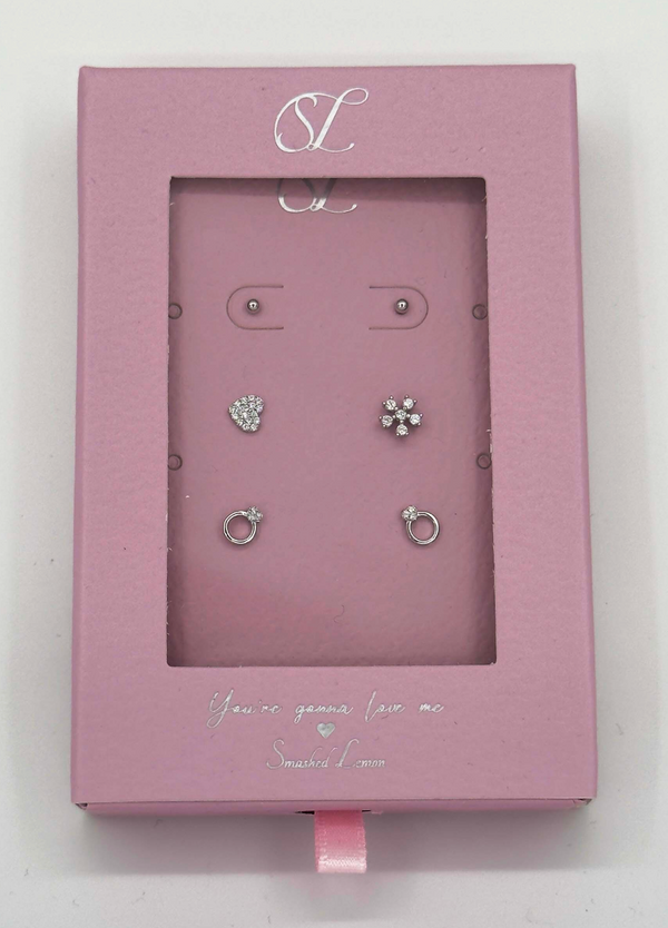 Smashed Lemon 60044 Set Van 925 En Oorknopjes Met Zirkoon Kristallen | Silver