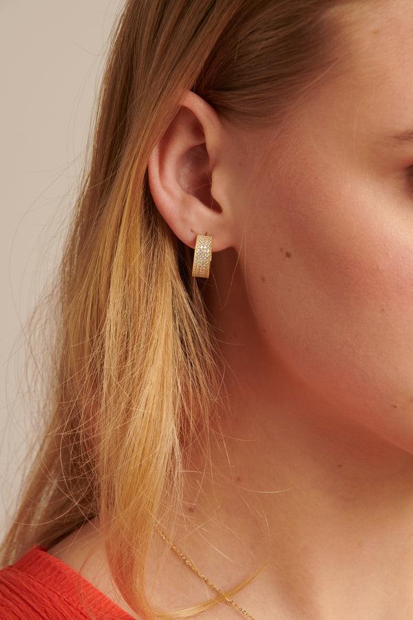 Smashed Lemon 60045 En Vergulde Hoepel Oorbellen Met Zirkoon Kristallen | Gold