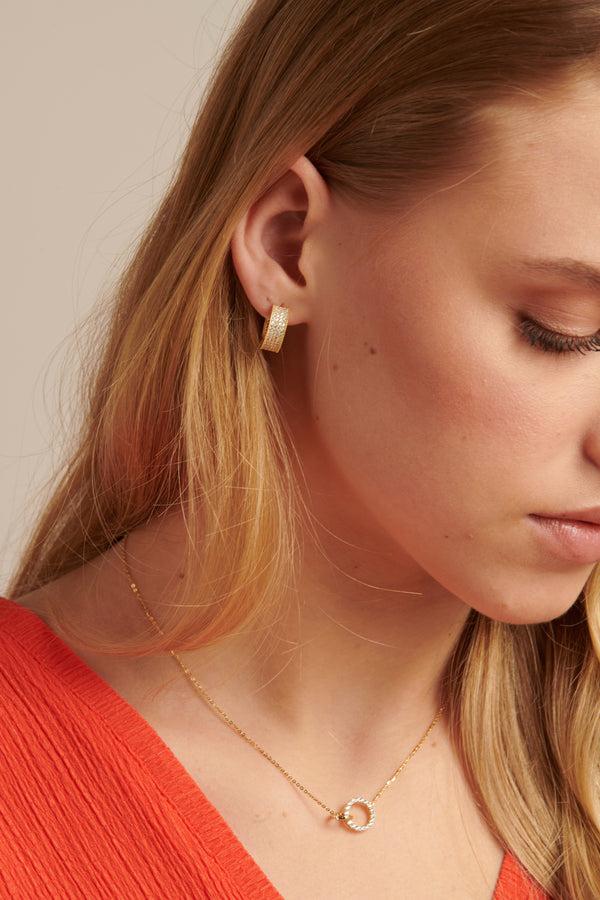 smashed lemon 60045 En Vergulde Hoepel Oorbellen Met Zirkoon Kristallen | Gold