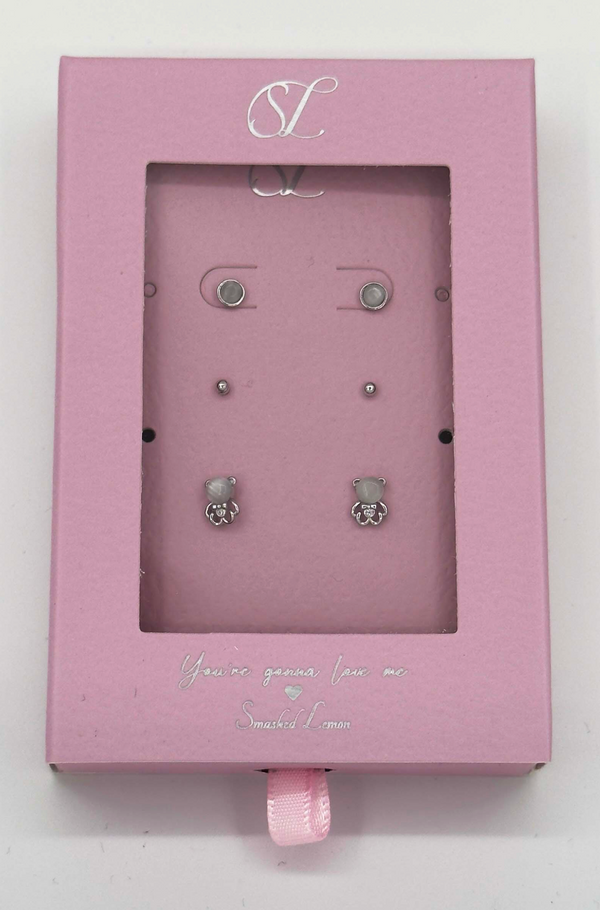 Smashed Lemon 60047 Set Van 925 En Oorknopjes Met Kattenoog Stenen | Silver