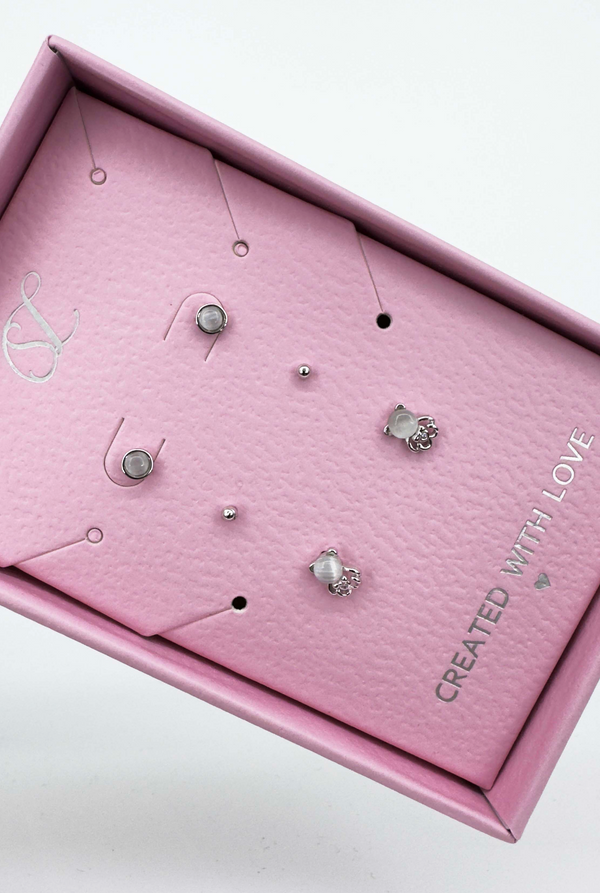 Smashed Lemon 60047 Set Van 925 En Oorknopjes Met Kattenoog Stenen | Silver