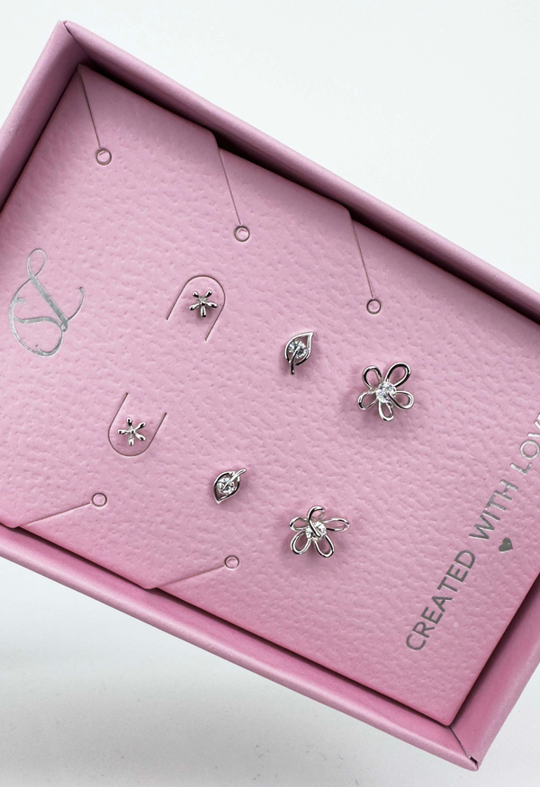 Smashed Lemon 60048 Set Van 925 En Bloem Oorknopjes Met Zirkoon Kristallen | Silver