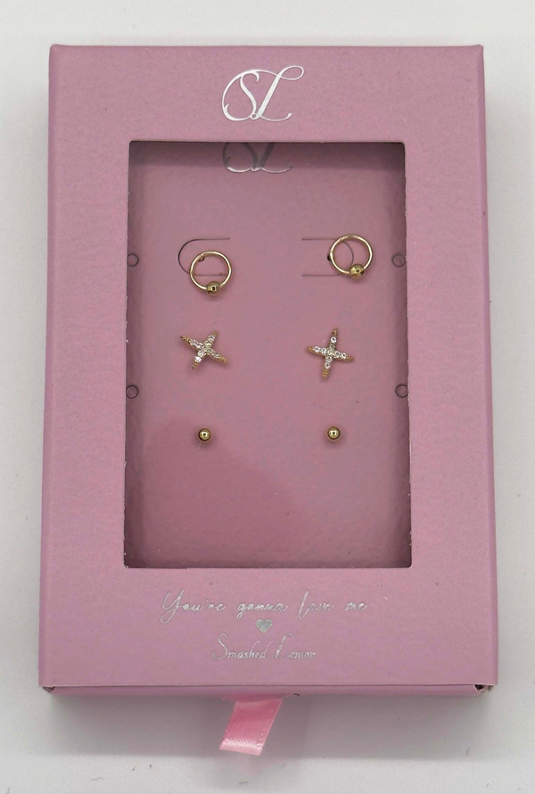 Smashed Lemon 60051 Set Van Verguld En Oorknopjes Met Verschillende Vormenzirkoon Kristallen | Gold