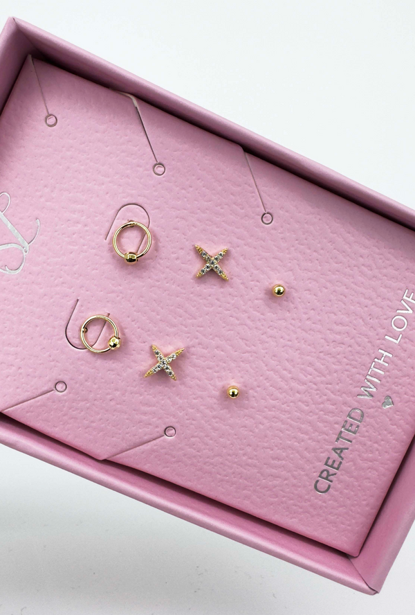 Smashed Lemon 60051 Set Van Verguld En Oorknopjes Met Verschillende Vormenzirkoon Kristallen | Gold