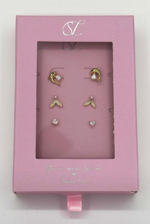 Smashed Lemon 60052 Set Van Verguld En Oorknopjes Met Verschillende Vormenzirkoon Kristallen | Gold