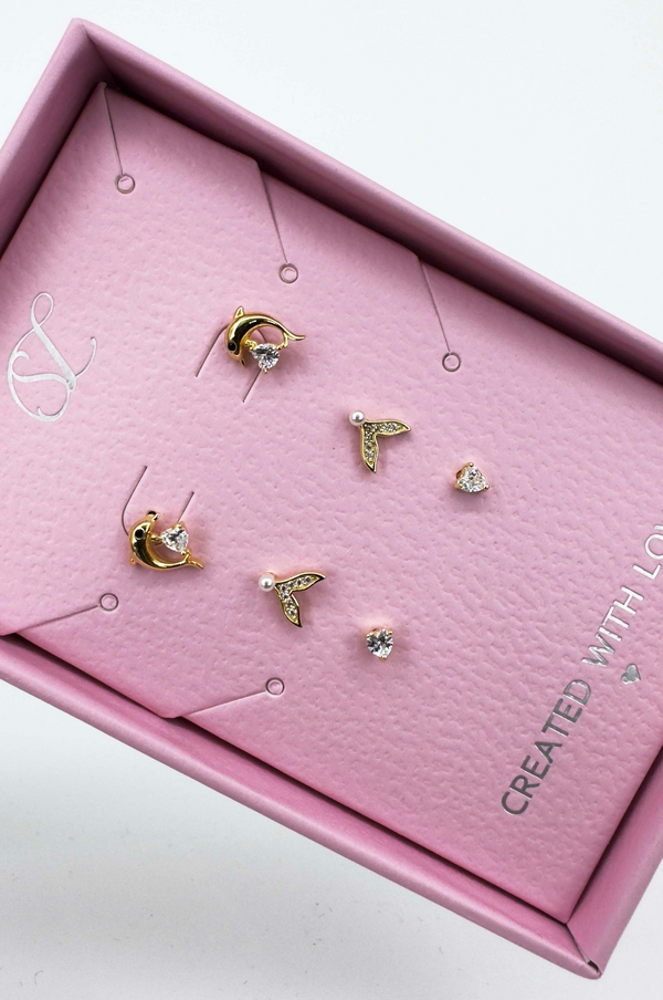 Smashed Lemon 60052 Set Van Verguld En Oorknopjes Met Verschillende Vormenzirkoon Kristallen | Gold