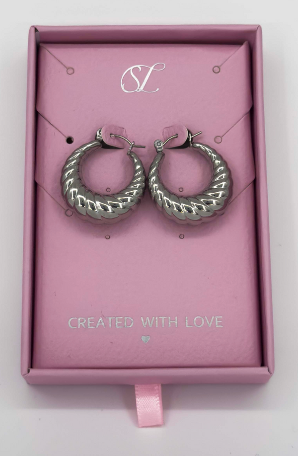 smashed lemon 60053 Title: Roestvrijstalen En Hoepel Oorbellen Met Textuur | Silver