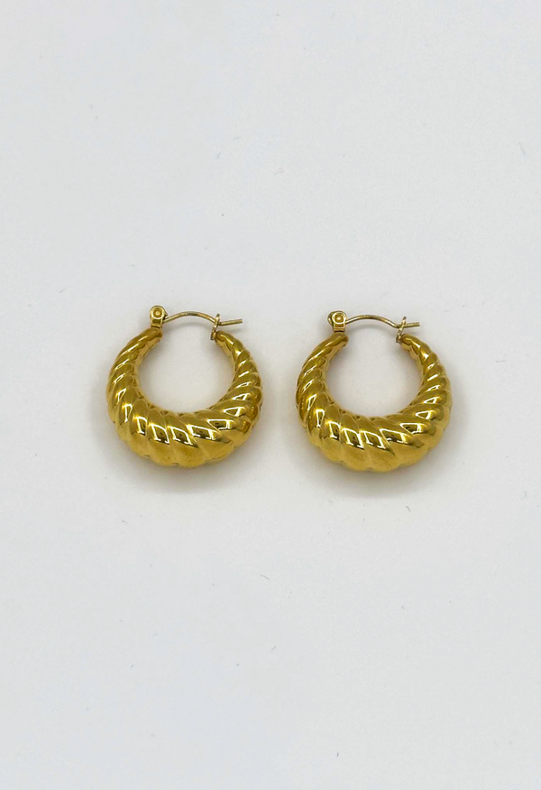 Smashed Lemon 60053 Title: Roestvrijstalen Hoepel Oorbellen Met Textuur | Gold