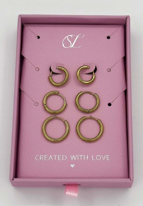 Smashed Lemon 60055 Roestvrijstalen Hoepel Oorbellen Set | Silver