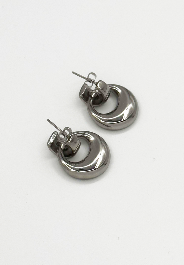 Smashed Lemon 60056 Roestvrijstalen En Tweedelige Hoepel Oorbellen | Silver