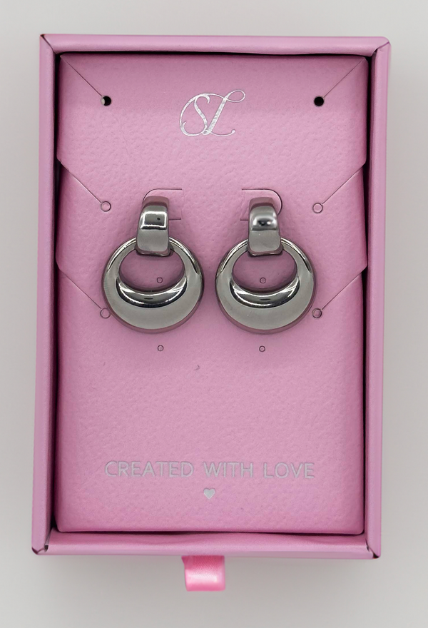 smashed lemon 60056 Roestvrijstalen En Tweedelige Hoepel Oorbellen | Silver