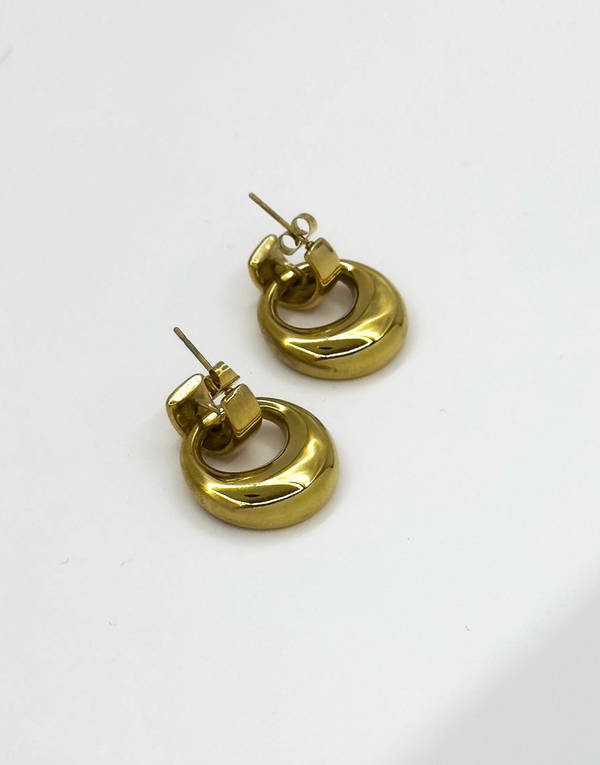 Smashed Lemon 60056 Roestvrijstalen Tweedelige Hoepel Oorbellen | Gold