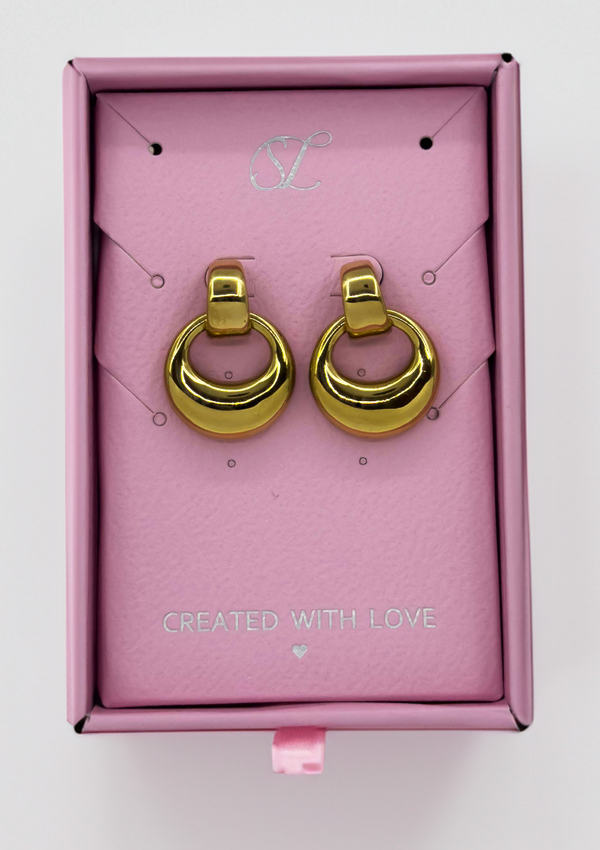 smashed lemon 60056 Roestvrijstalen Tweedelige Hoepel Oorbellen | Gold