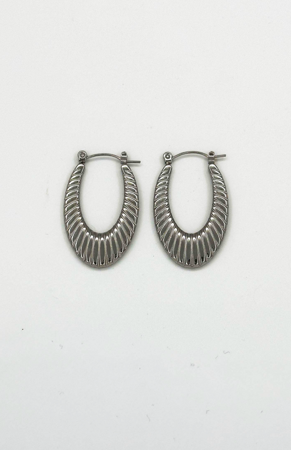 Smashed Lemon 60057 Title: Roestvrijstalen En Hoepel Oorbellen Met Textuur | Silver