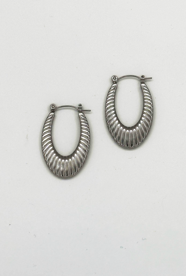 Smashed Lemon 60057 Title: Roestvrijstalen En Hoepel Oorbellen Met Textuur | Silver