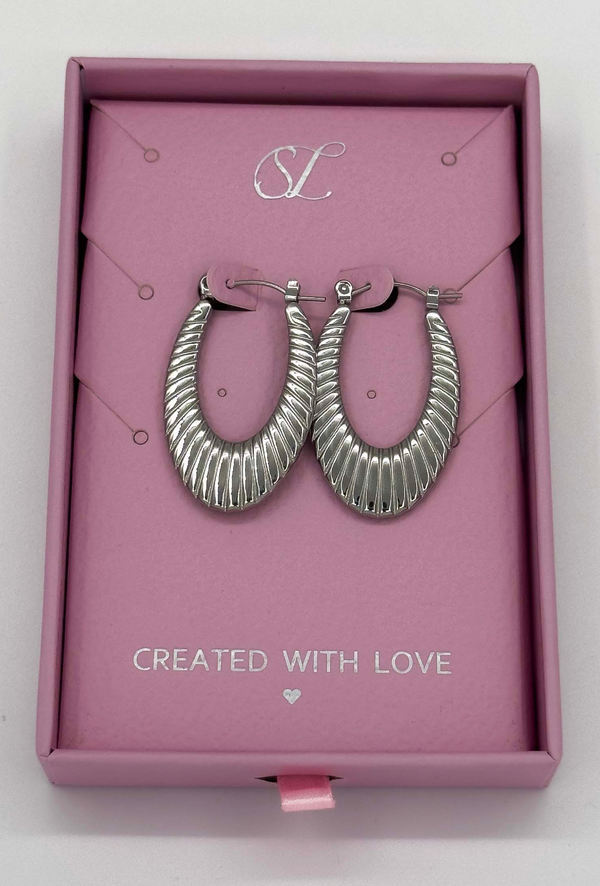 smashed lemon 60057 Title: Roestvrijstalen En Hoepel Oorbellen Met Textuur | Silver