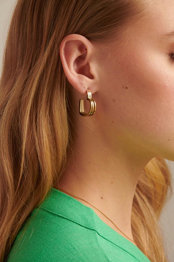 Smashed Lemon 60059 Roestvrijstalen Hartvormige Hoepel Oorbellen | Gold