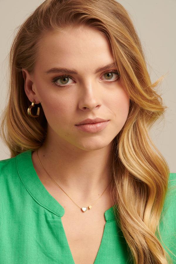 smashed lemon 60059 Roestvrijstalen Hartvormige Hoepel Oorbellen | Gold