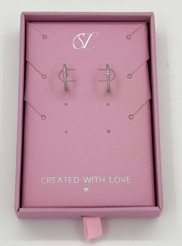 smashed lemon 60062 En Glanzende Hoepeloorbellen Met Zirkonia Kristallen | Silver