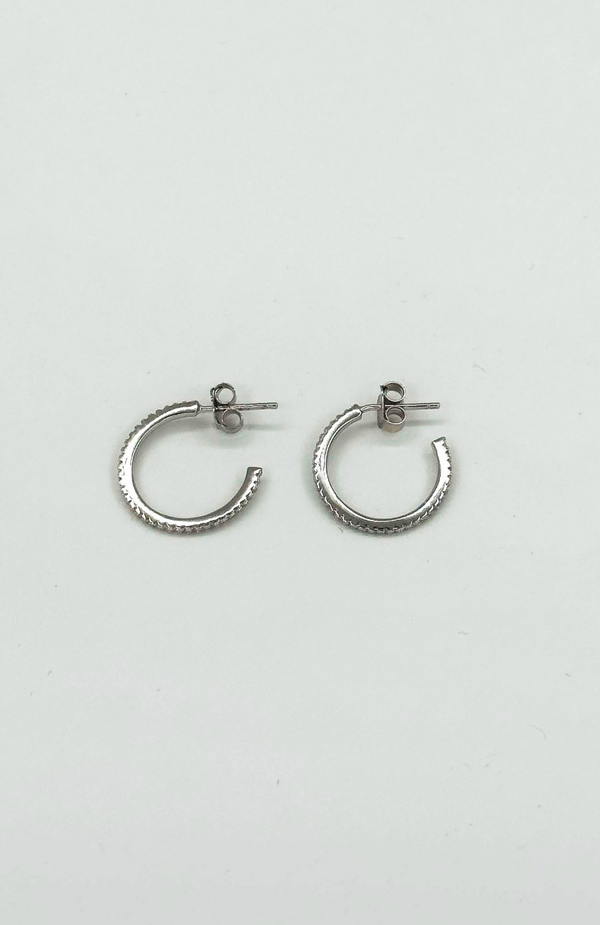 Smashed Lemon 60063 En Glanzende Hoepeloorbellen Met Zirkonia Kristallen | Silver