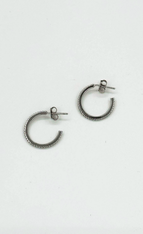 Smashed Lemon 60063 En Glanzende Hoepeloorbellen Met Zirkonia Kristallen | Silver