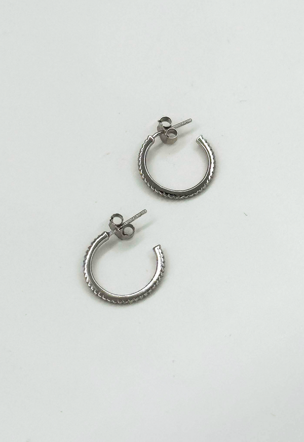 Smashed Lemon 60063 En Glanzende Hoepeloorbellen Met Zirkonia Kristallen | Silver