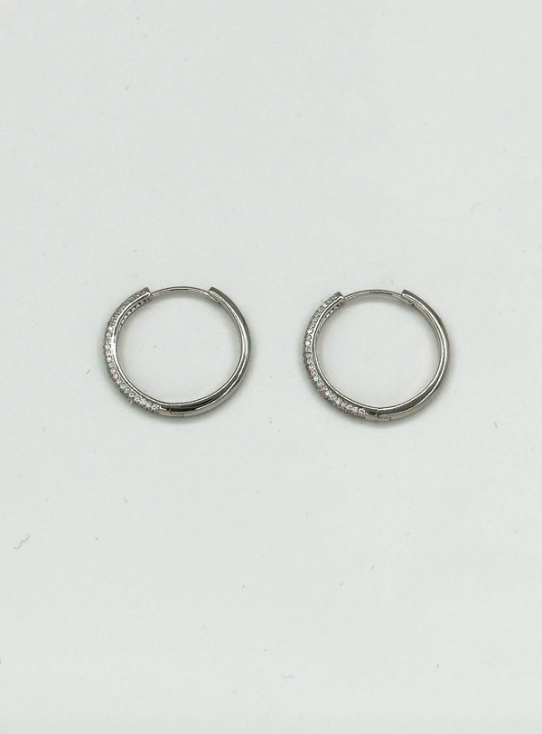 Smashed Lemon 60064 En Glanzende Hoepeloorbellen Met Zirkonia Kristallen | Silver