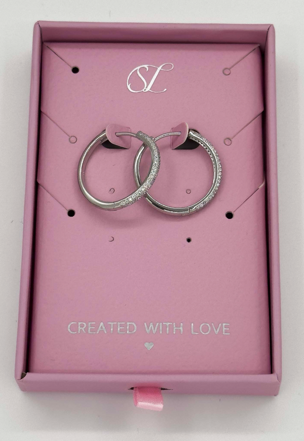 smashed lemon 60064 En Glanzende Hoepeloorbellen Met Zirkonia Kristallen | Silver