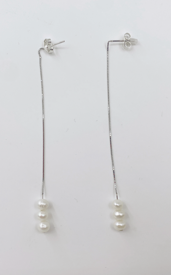 Smashed Lemon 60065 Fijne En Hanger Oorbellen Met Parel | Silver