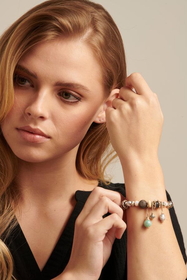 Smashed Lemon 62005 Elastische Armband Met Mix Van Parelskwartsstenen | Muticolour