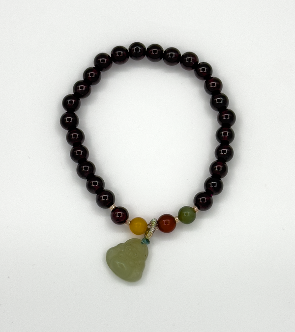 Smashed Lemon 62008 Elastische Armband Met Granaatstenenhetian Steen Boeddha Hanger | Muticolour