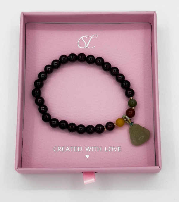 Smashed Lemon 62008 Elastische Armband Met Granaatstenenhetian Steen Boeddha Hanger | Muticolour