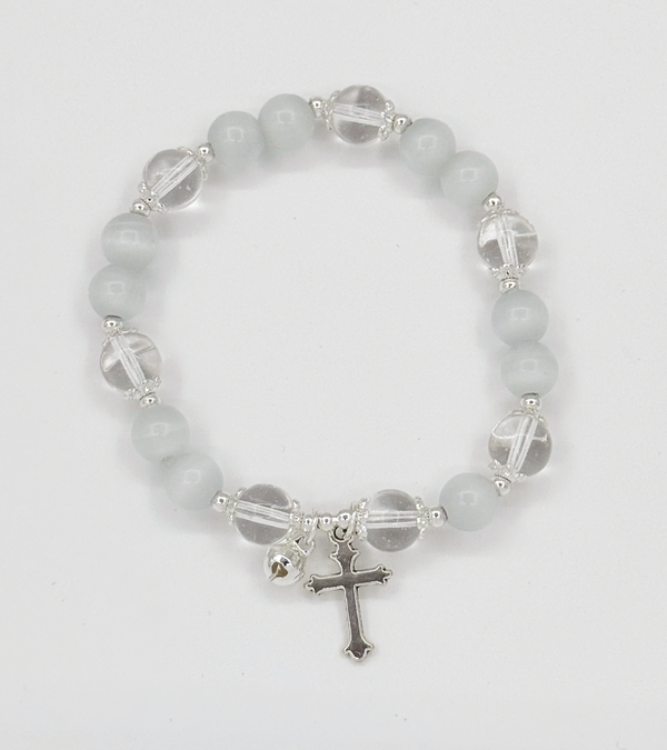 Smashed Lemon 62011 Elastische Armband Met Kattenoogthassos Te Stenen | Silver-Crème