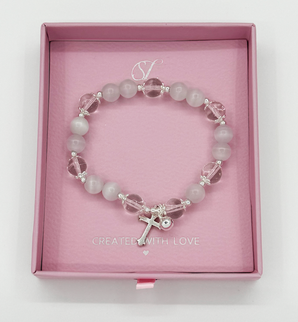 Smashed Lemon 62011 Elastische Armband Met Kattenoogthassos Te Stenen | Silver-Crème