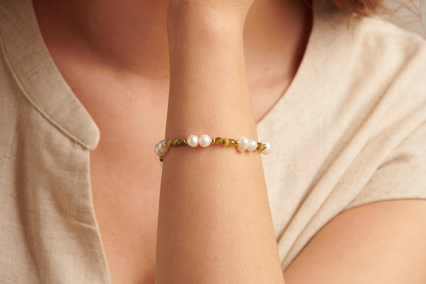 Smashed Lemon 62013 Elastische Armband Met Mix Van Parelskwartsstenen | Muticolour