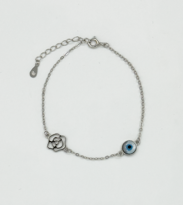 Smashed Lemon 62036 En Armband Met Duivelsoog Kraalroos Hanger | Silver