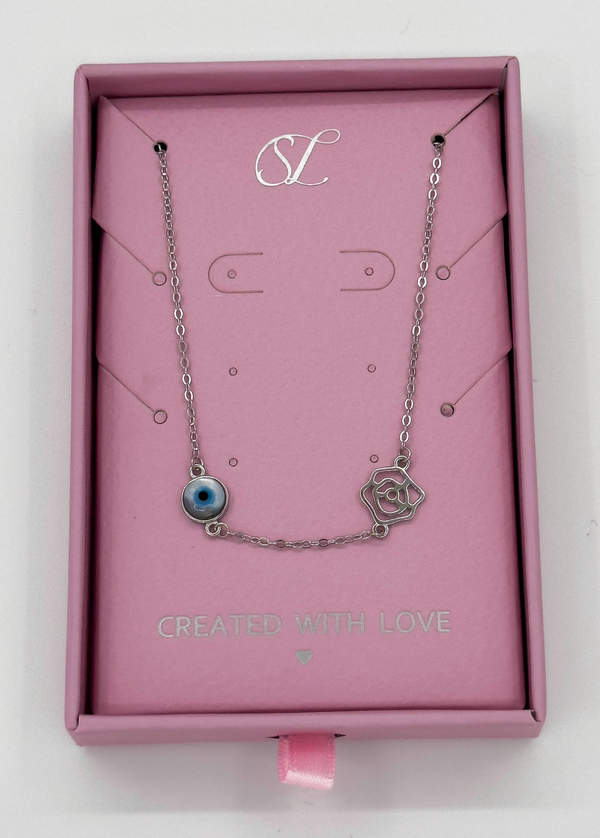 smashed lemon 62036 En Armband Met Duivelsoog Kraalroos Hanger | Silver