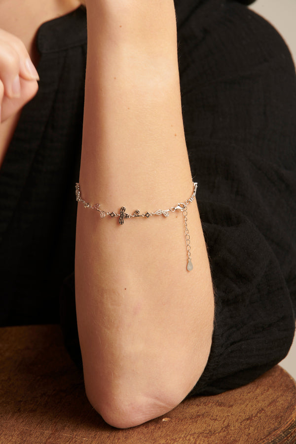 Smashed Lemon 62037 En Armband Met Bloemkralenzirkoon Kristallen | Silver