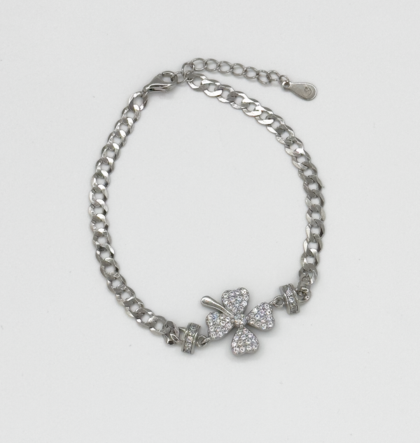 Smashed Lemon 62039 En Armband Met Klaver Hangerzirkoon Kristallen | Silver